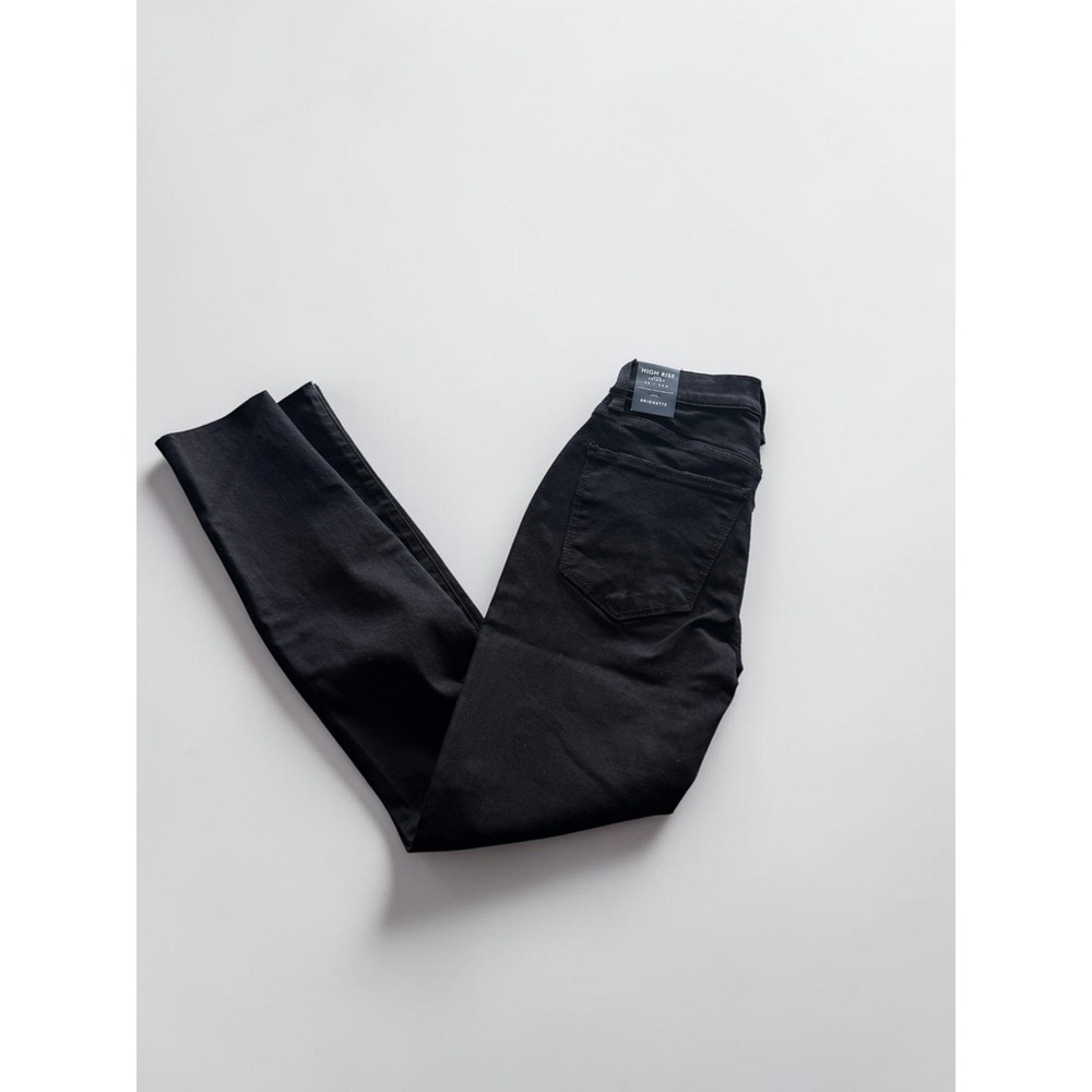 Lucky Brand Bridgette High Rise Skinny Jeans Black Raw Hem Ankle 00 24
